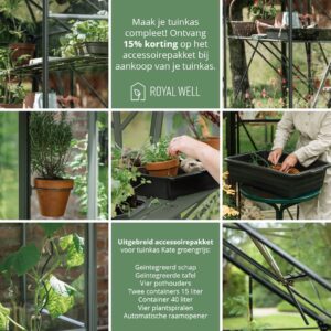 Tuinkas Kate IV Full Options groengrijs 3 mm veiligheidsglas