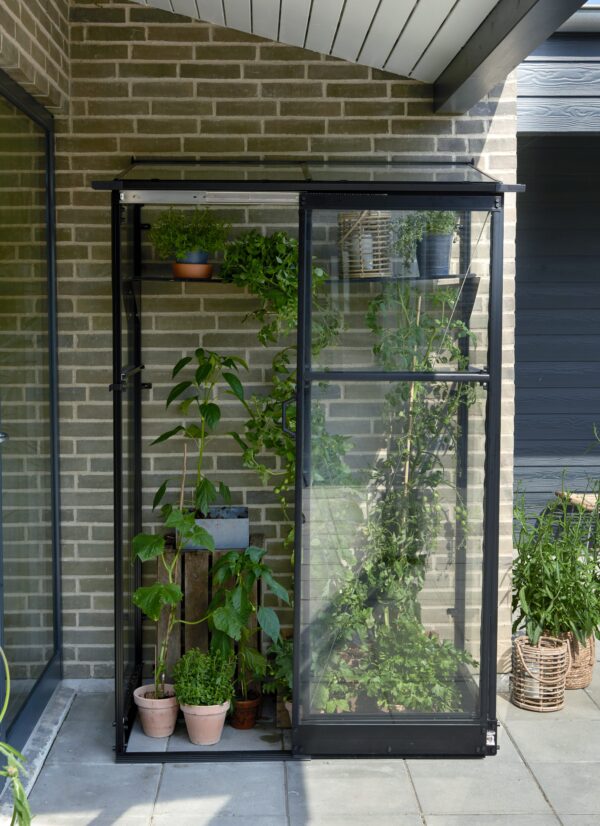 Muurkas Qube Lean-to 24 zwart 3 mm veiligheidsglas